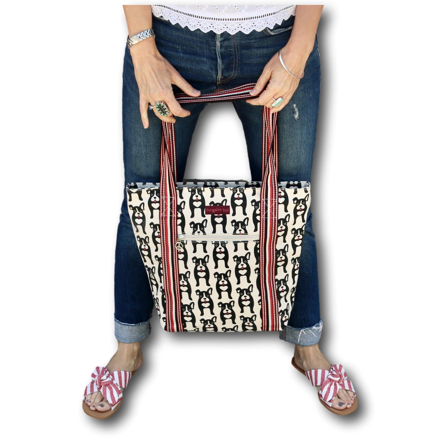 Striped Tote Black Dog